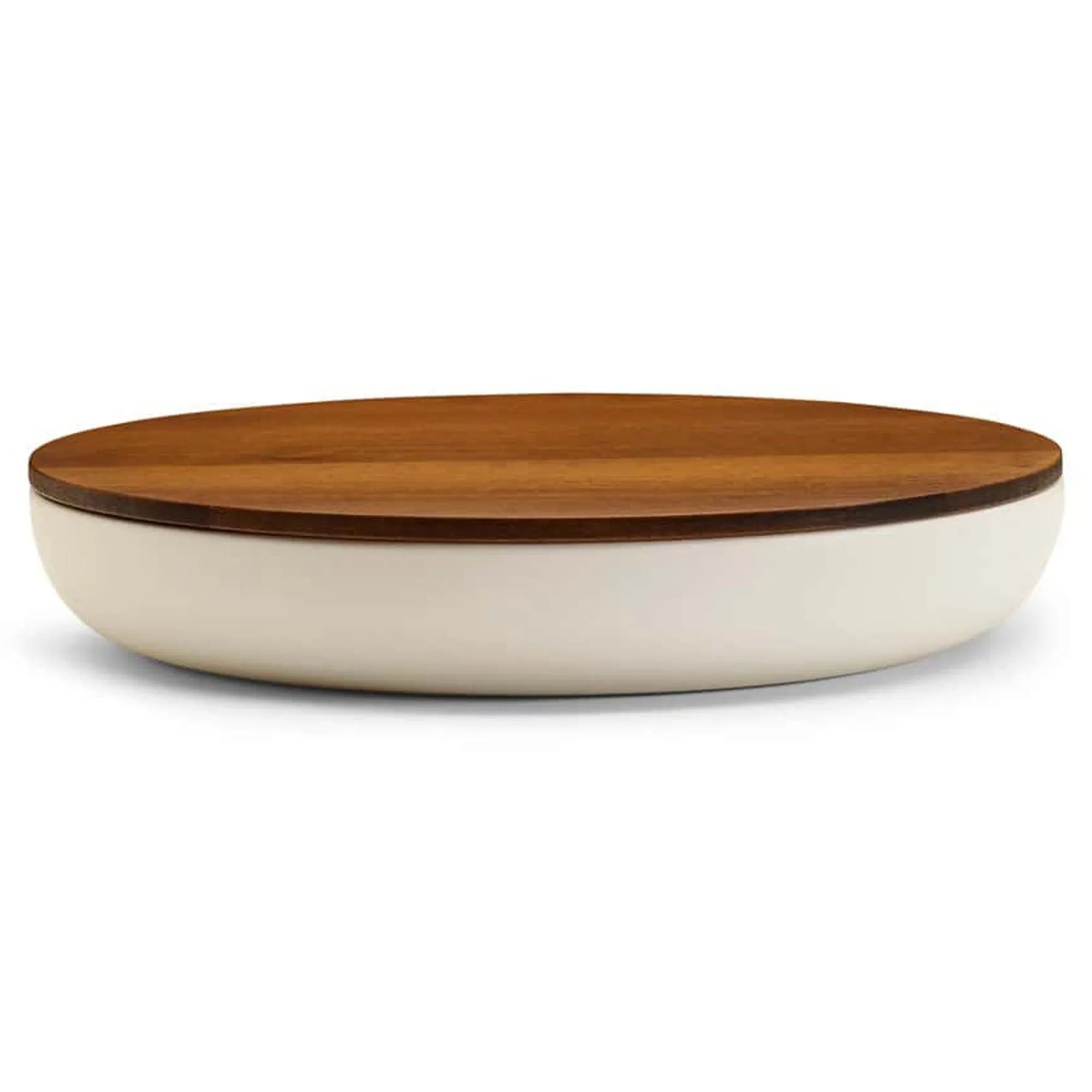 VVD Pottery - Ceramic 30x5cm with 1cm Walnut Lid (3051)