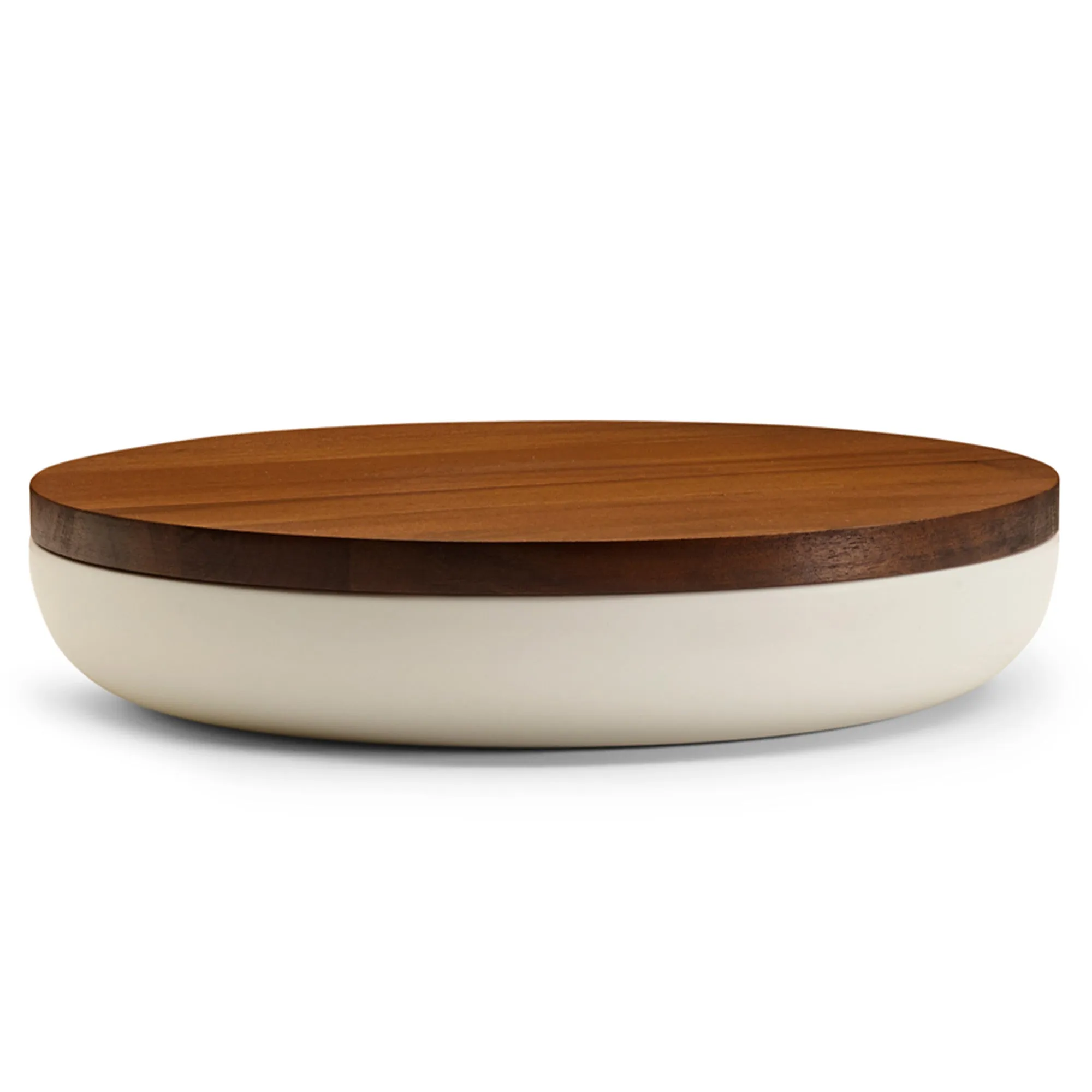 VVD Pottery - Ceramic 30x5cm with 2cm Walnut Lid (3052)