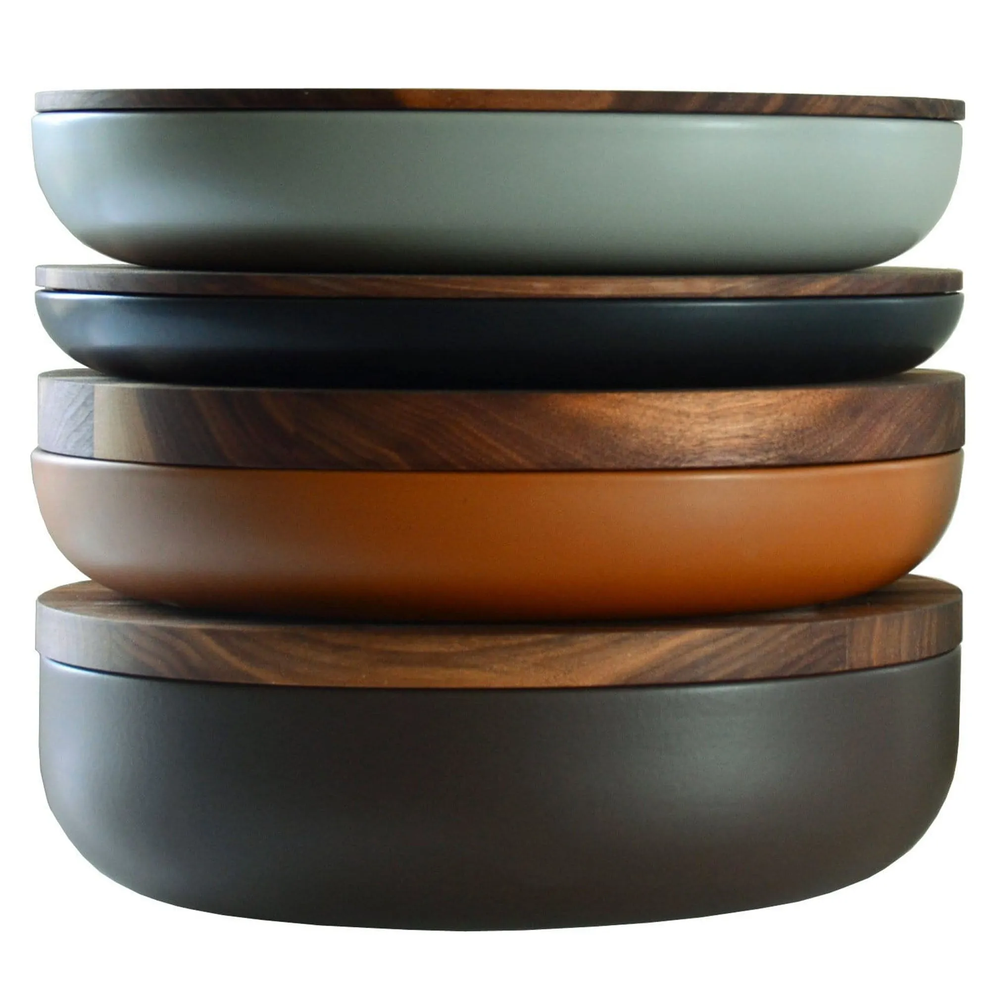 VVD Pottery - Ceramic 30x5cm with 3cm Walnut Lid (3053)