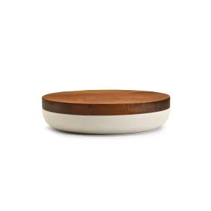 VVD Pottery - Ceramic 30x5cm with 3cm Walnut Lid (3053)