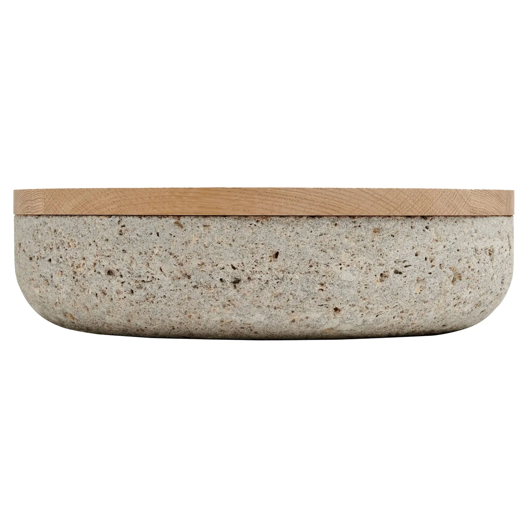 VVD Pottery - Natural Stone 30x7cm with 2cm Oak Lid (3072)