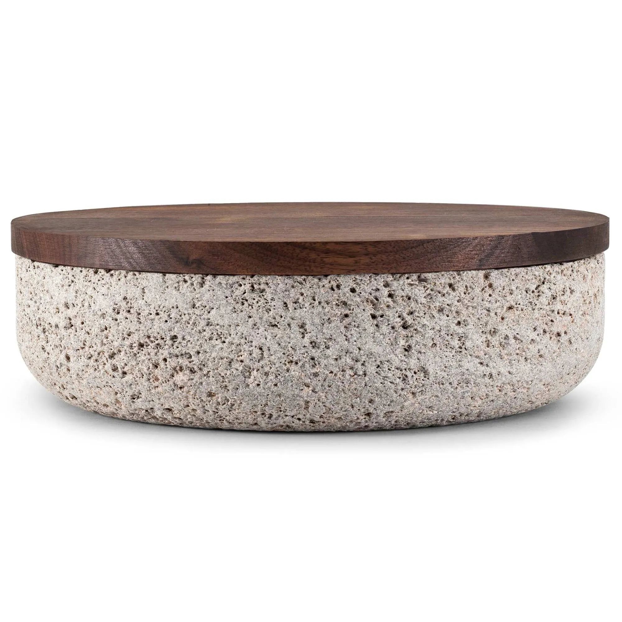 VVD Pottery - Natural Stone 30x7cm with 2cm Walnut Lid (3072)