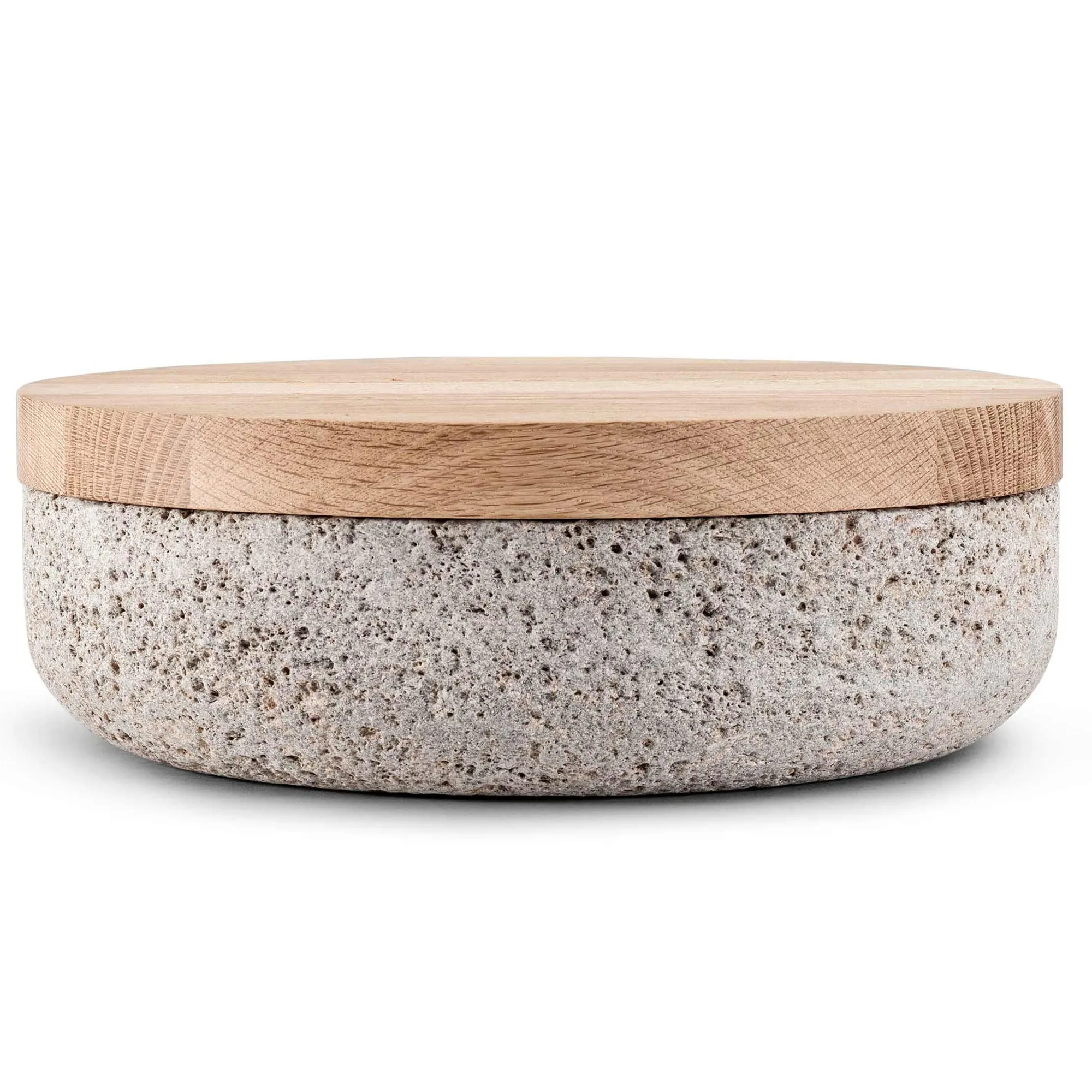 VVD Pottery - Natural Stone 30x7cm with 3cm Oak Lid (3073)