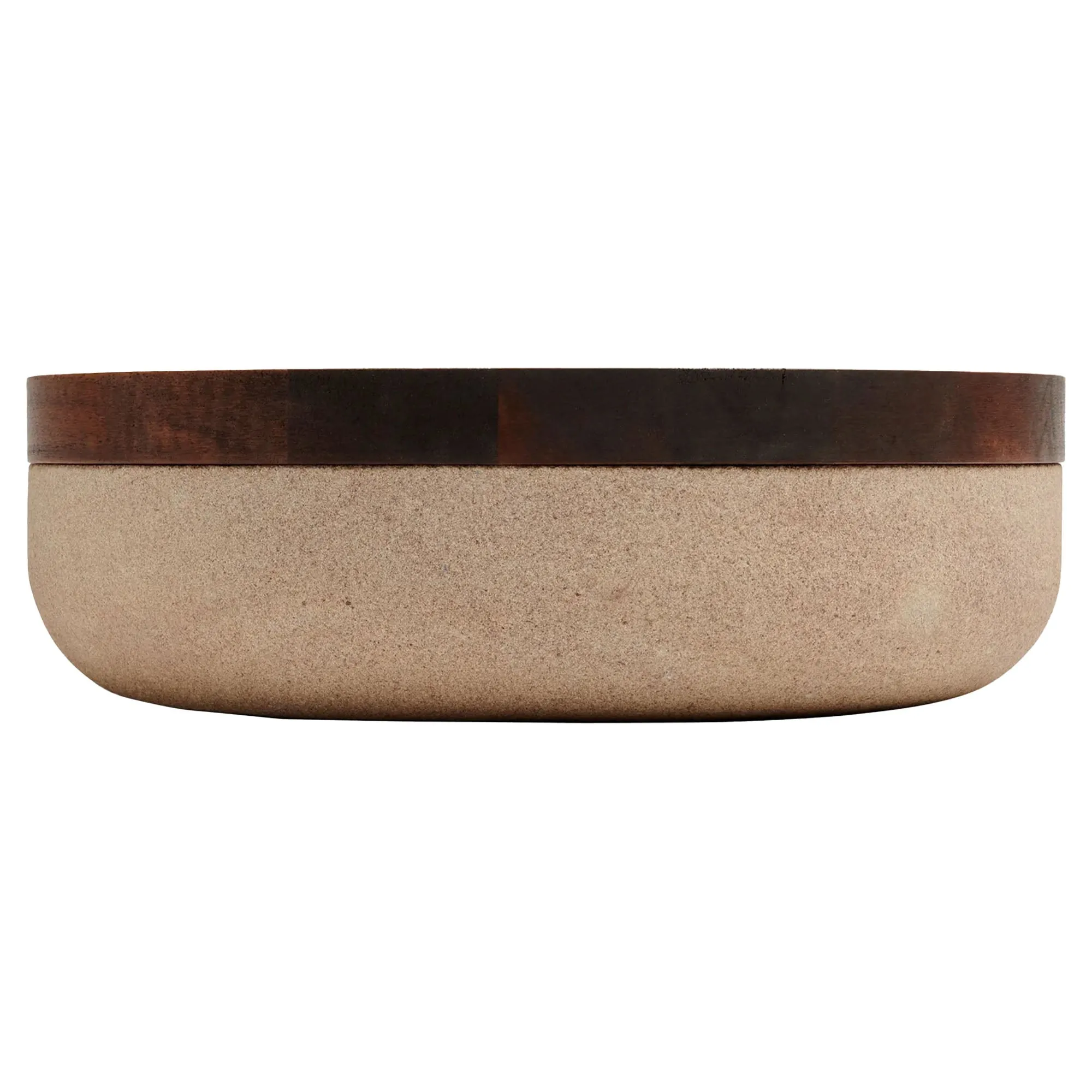 VVD Pottery - Natural Stone 30x7cm with 3cm Oak Lid (3073)