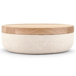 VVD Pottery - Natural Stone 30x7cm with 3cm Oak Lid (3073)