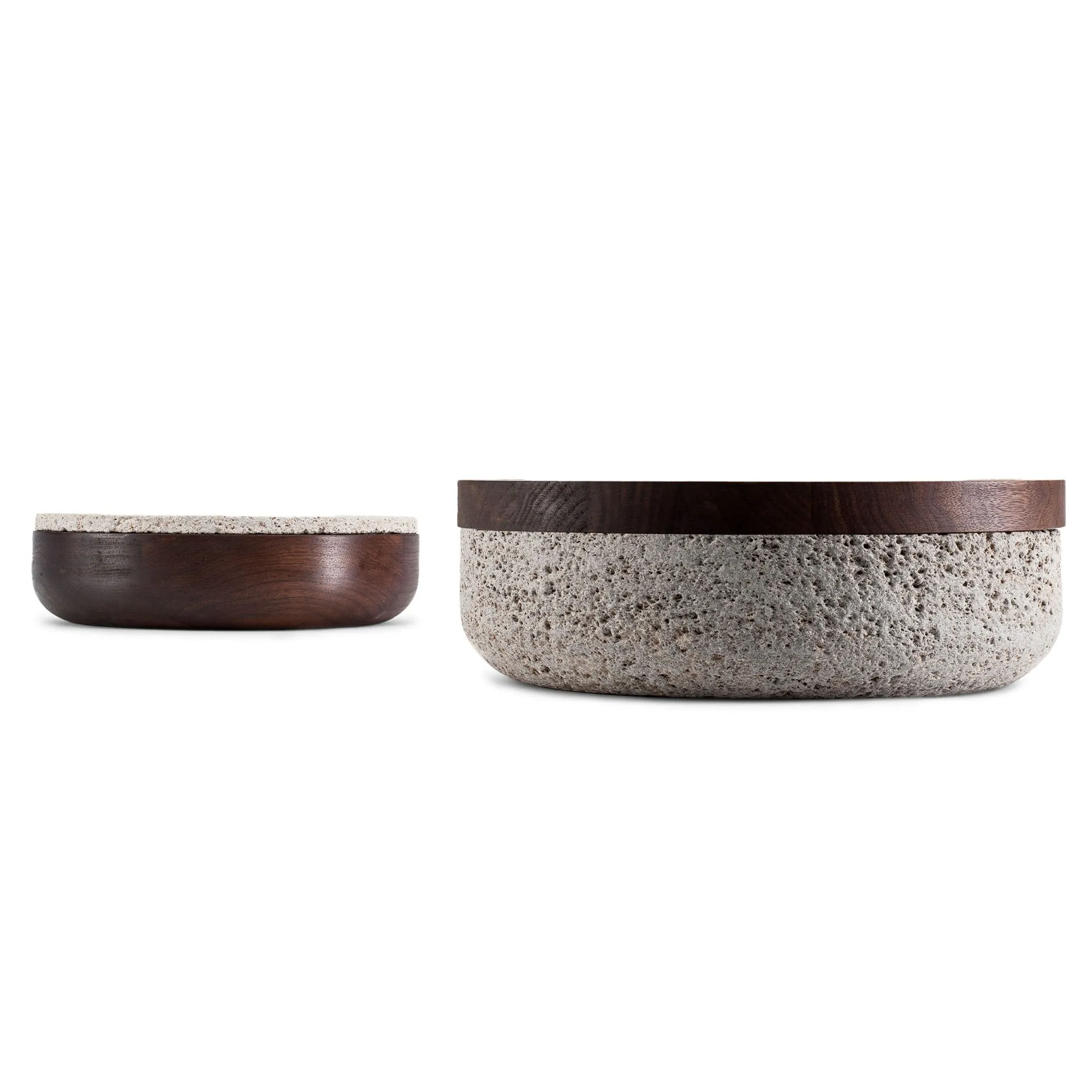 VVD Pottery - Natural Stone 30x7cm with 3cm Oak Lid (3073)