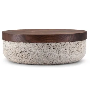 VVD Pottery - Natural Stone 30x7cm with 3cm Walnut Lid (3073)