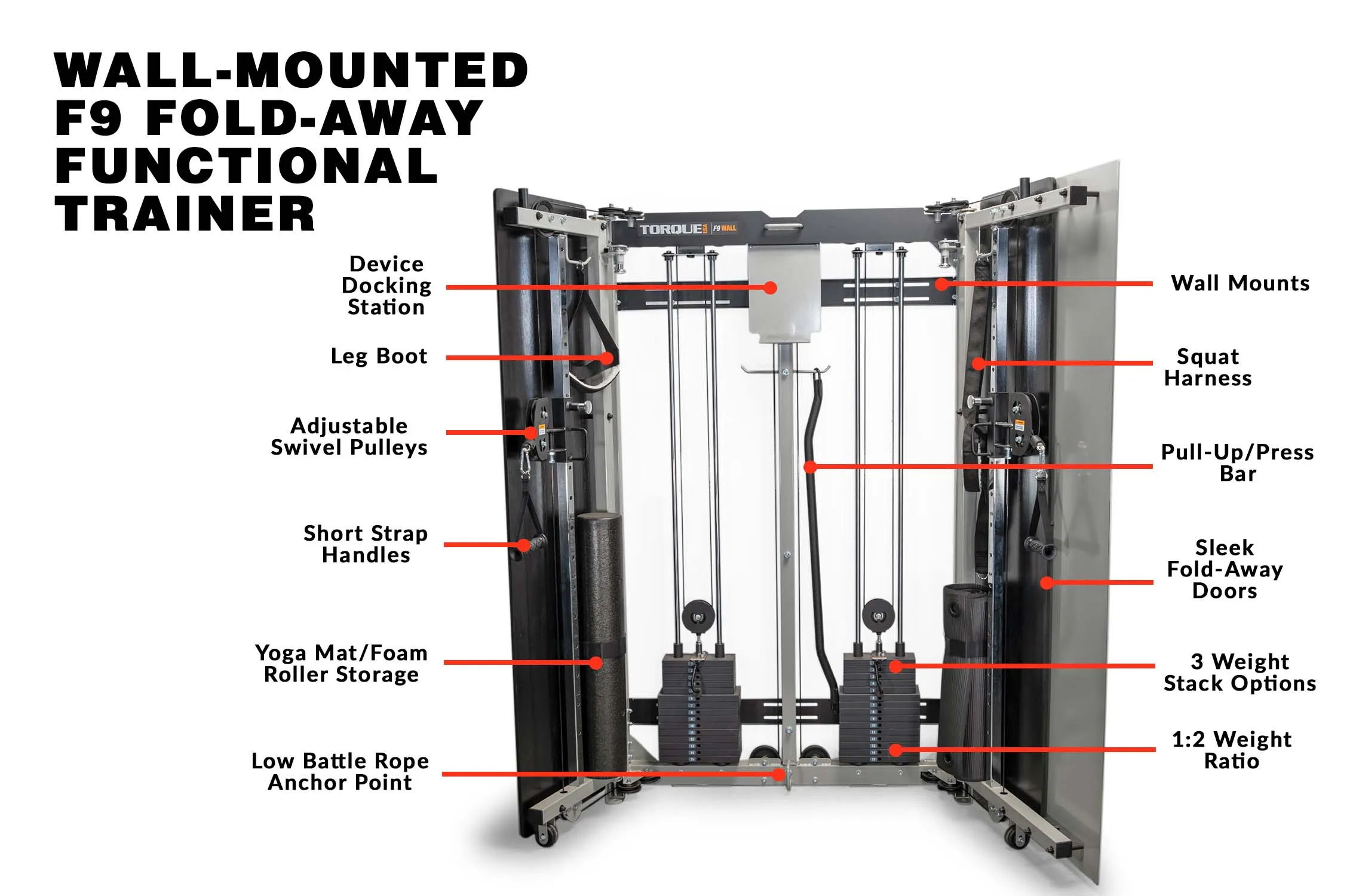 Wall-Mounted F9 Fold-Away Functional Trainer