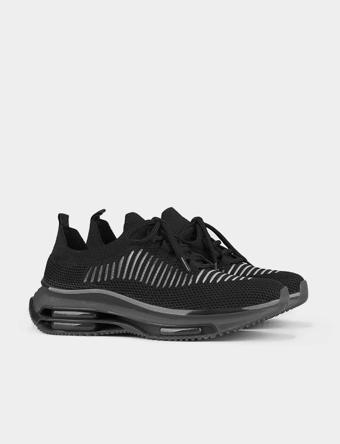 Women Black Mesh Detail Chunky Sneakers