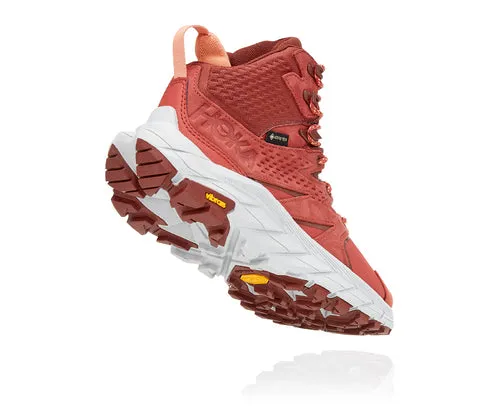 Women's Hoka One One Anacapa Mid GTX Color: Hot Sauce / Cherry Mahogany