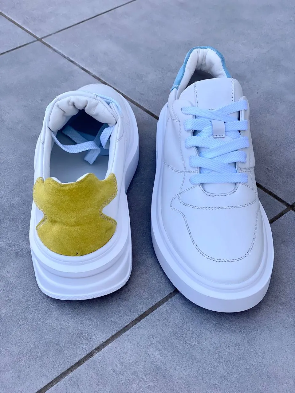 Women's white leather sneakers