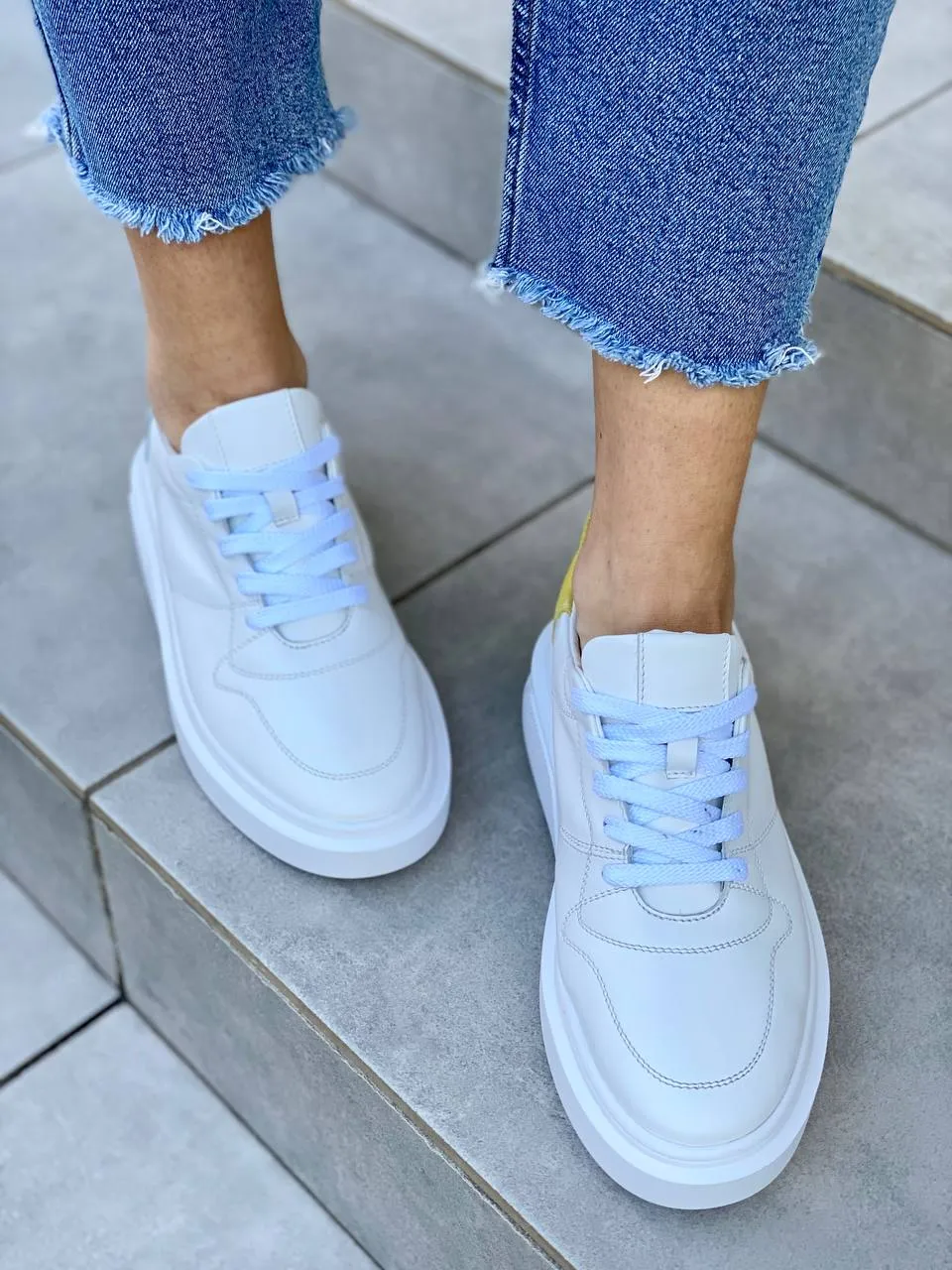 Women's white leather sneakers