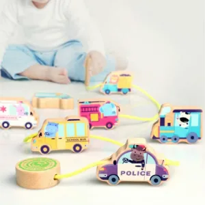 Wooden Vehicles Beads Stringing Blocks