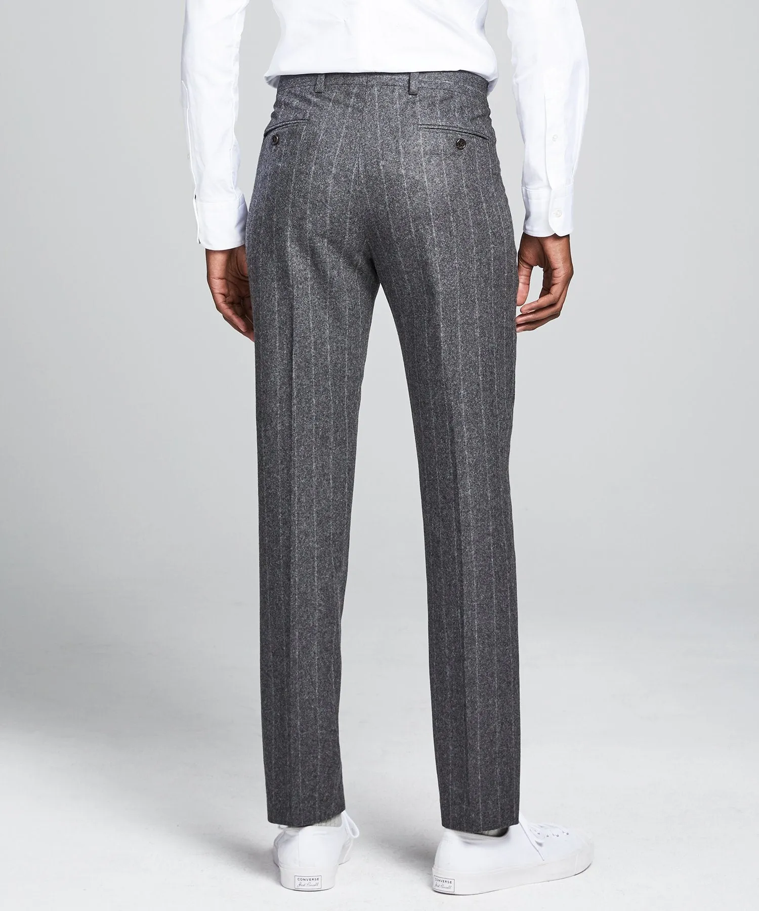 Wool Chalk Stripe Sutton Suit Trouser in Charcoal