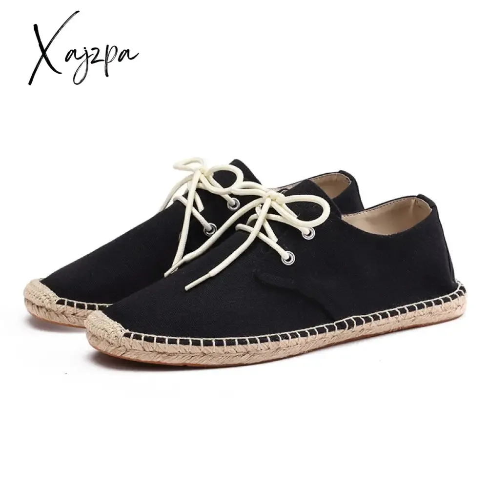 Xajzpa - Men's Hemp Insole Black and White Summer Fisherman's Casual Shoes National Style Men's Hemp Soled Shoes Flat Soled Shoes