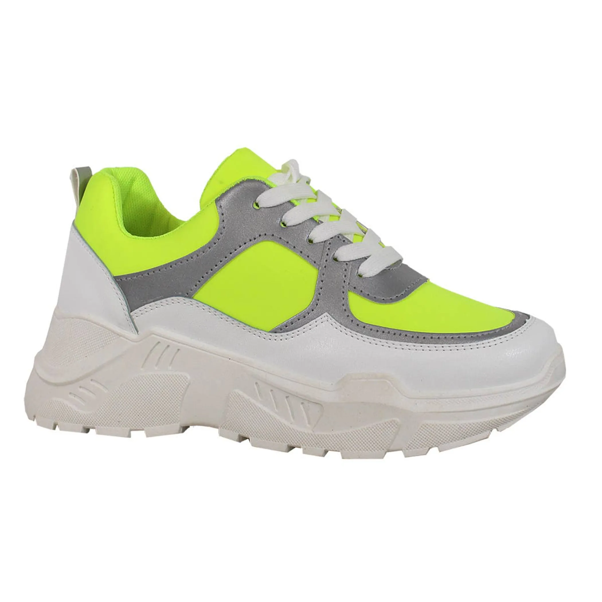 Yoki Womens THUNDER NEON LOW TOP CHUNKY SNEAKERs